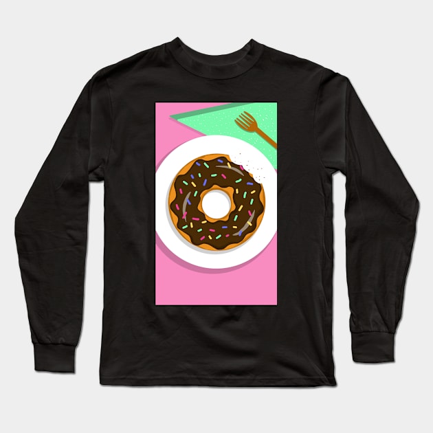 Fun Donut Print Long Sleeve T-Shirt by monicasareen